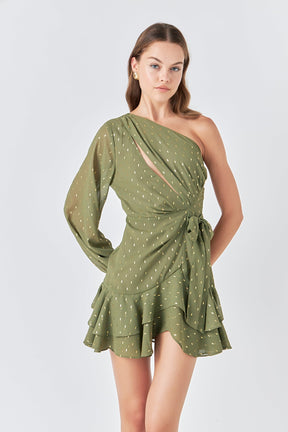 ENDLESS ROSE - One Shoulder Chiffon Mini Dress - DRESSES available at Objectrare
