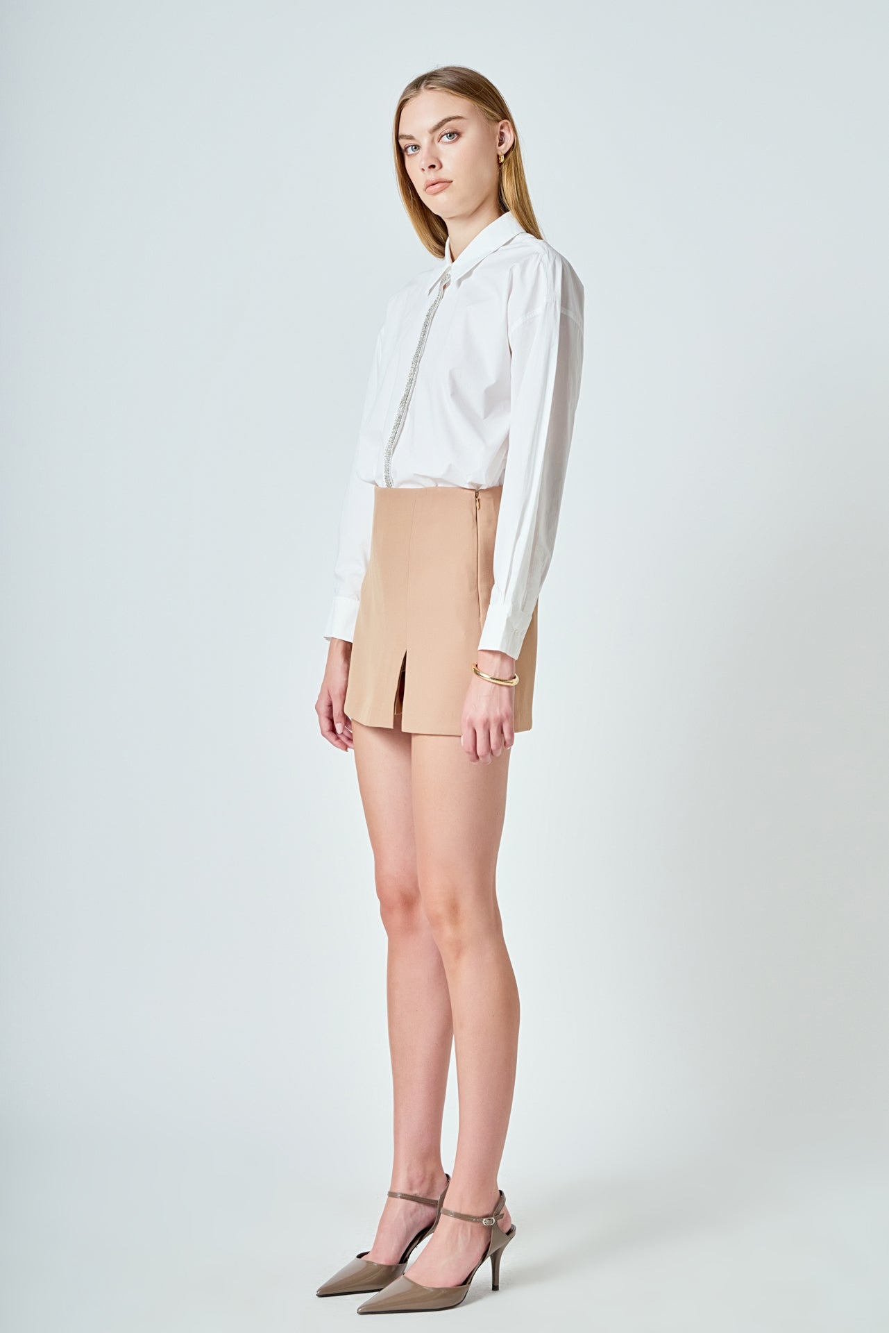 ENDLESS ROSE - Slit Detail Skort - SKORTS available at Objectrare
