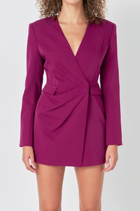 ENDLESS ROSE - Endless Rose - Draped V-neckline Blazer Romper - ROMPERS available at Objectrare