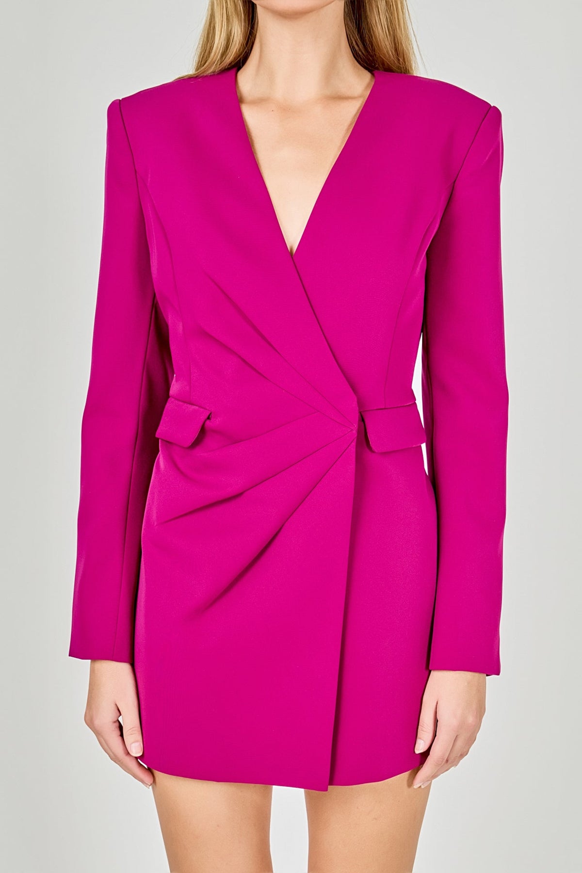 ENDLESS ROSE - Drapped V-neckline Blazer Romper - ROMPERS available at Objectrare
