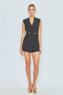 ENDLESS ROSE - Endless Rose - Sleeveless Blazer Romper - ROMPERS available at Objectrare