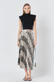 ENDLESS ROSE - Endless Rose - Snakeskin Pleated Midi Skirt - SKIRTS available at Objectrare