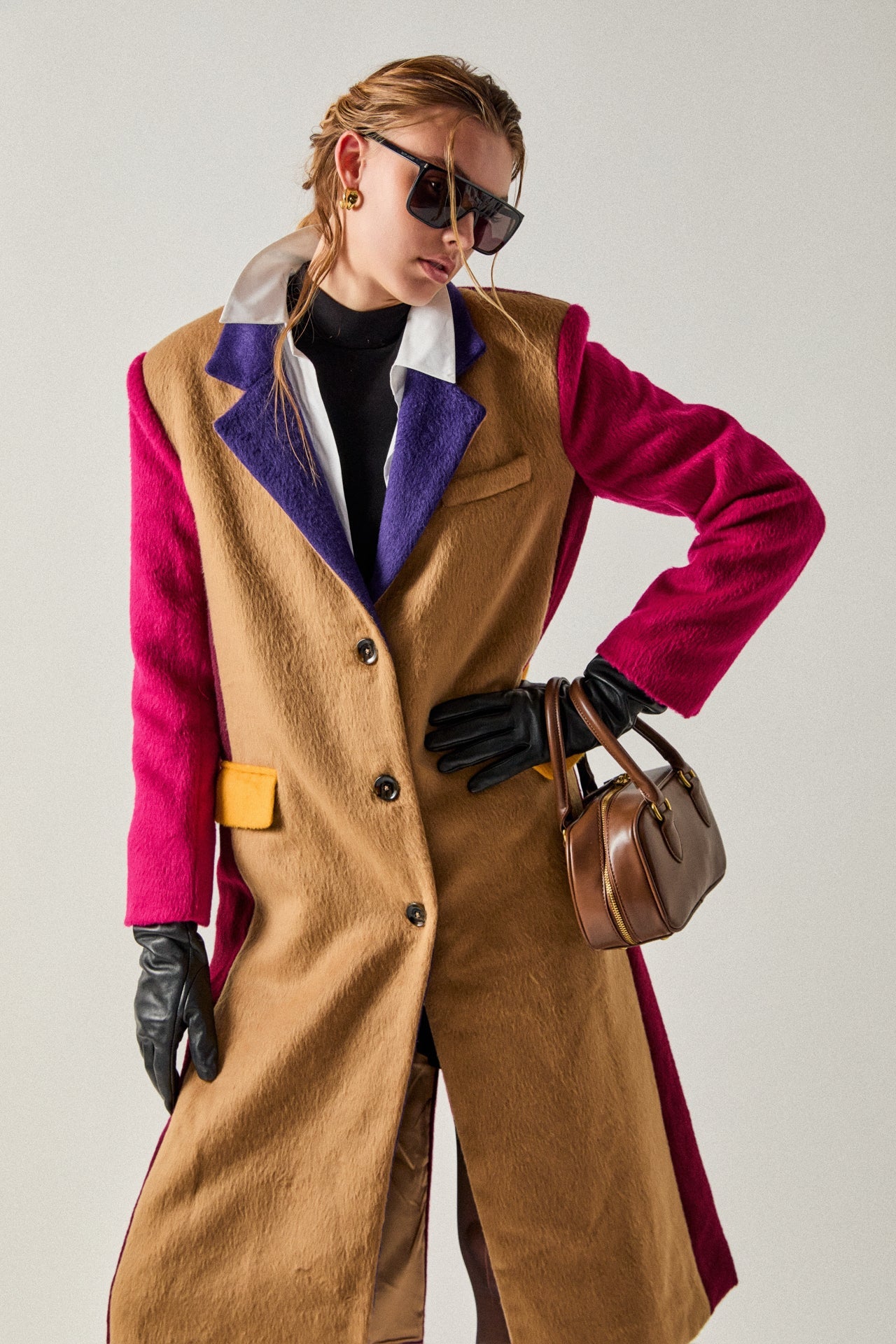 ENGLISH FACTORY - Premium Oversize Color block Coat - COATS available at Objectrare