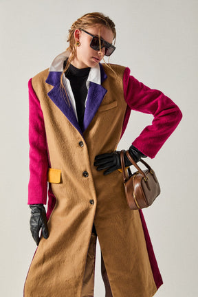 ENGLISH FACTORY - Premium Oversize Color block Coat - COATS available at Objectrare