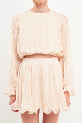 ENDLESS ROSE - Dot Pleated Blouson Crop Top - SHIRTS & BLOUSES available at Objectrare