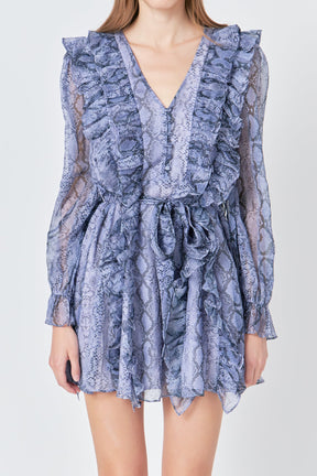 ENDLESS ROSE - Button Down Long Sleeve Ruffled Mini Dress - DRESSES available at Objectrare