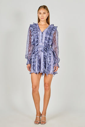 ENDLESS ROSE - Button Down Long Sleeve Ruffled Mini Dress - DRESSES available at Objectrare