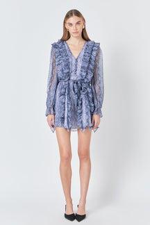 ENDLESS ROSE - Button Down Long Sleeve Ruffled Mini Dress - DRESSES available at Objectrare