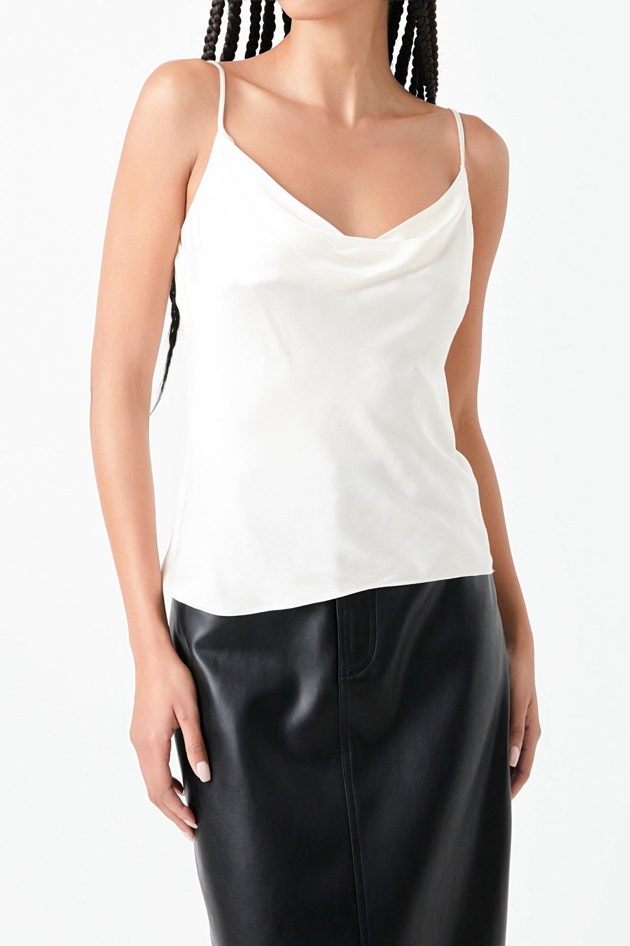 GREY LAB - Grey Lab - Satin Cowl Neck Top - CAMI TOPS & TANK available at Objectrare