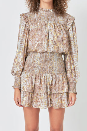 ENDLESS ROSE - Metallic Animal Print Mini Dress - DRESSES available at Objectrare