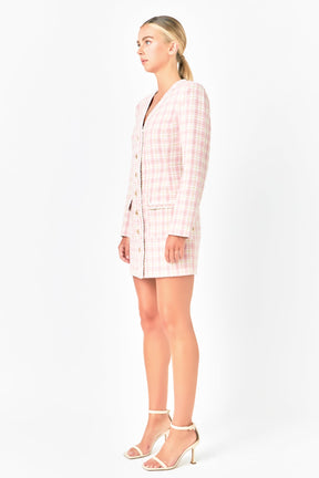 ENDLESS ROSE - Endless Rose - Premium Long Sleeve Tweed Mini Dress - DRESSES available at Objectrare