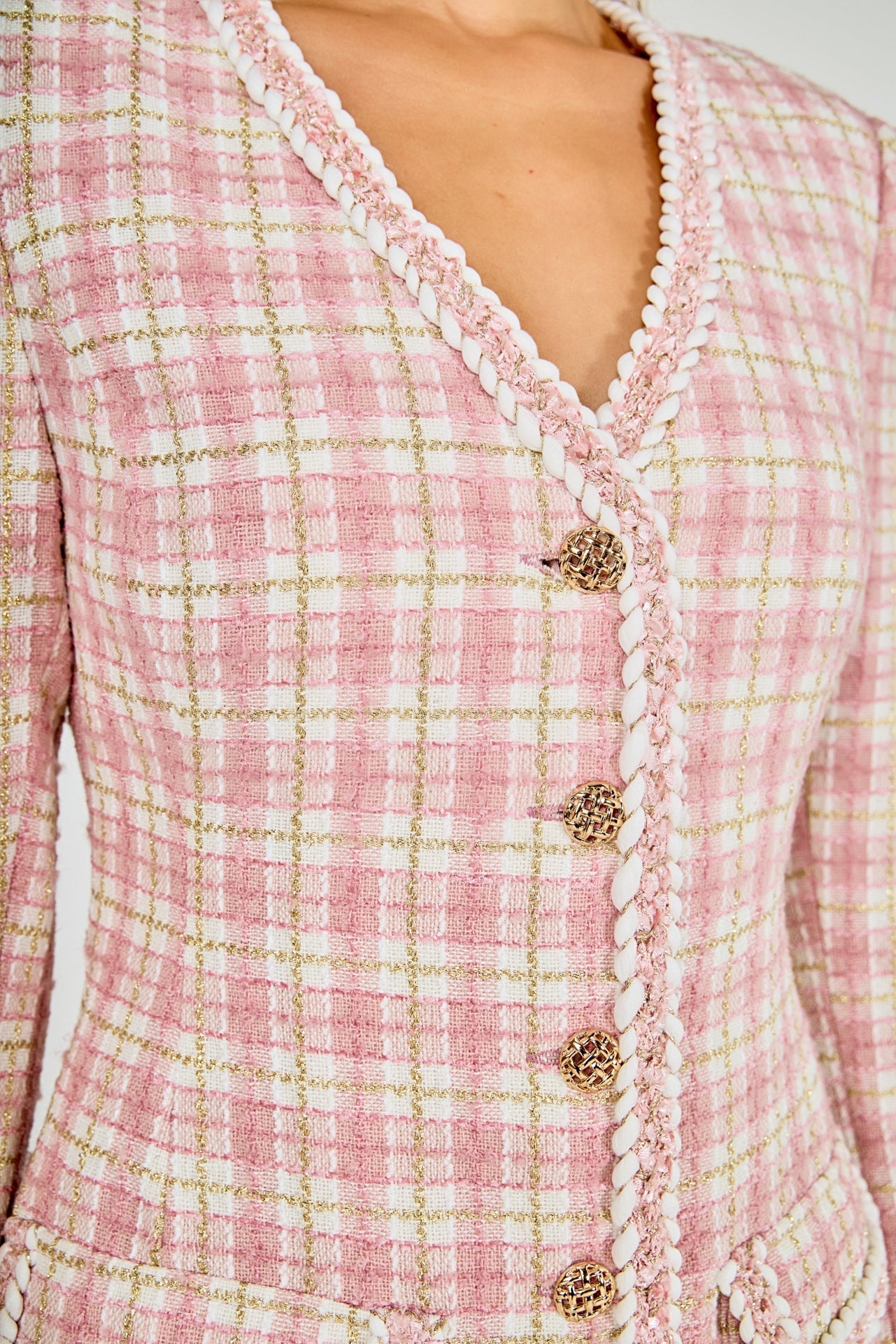 ENDLESS ROSE - Premium Long Sleeve Tweed Mini Dress - DRESSES available at Objectrare