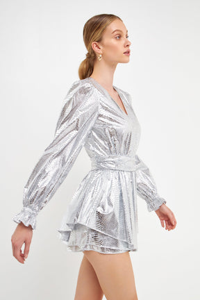 ENDLESS ROSE - Faux Snakeskin Shorts Romper - ROMPERS available at Objectrare