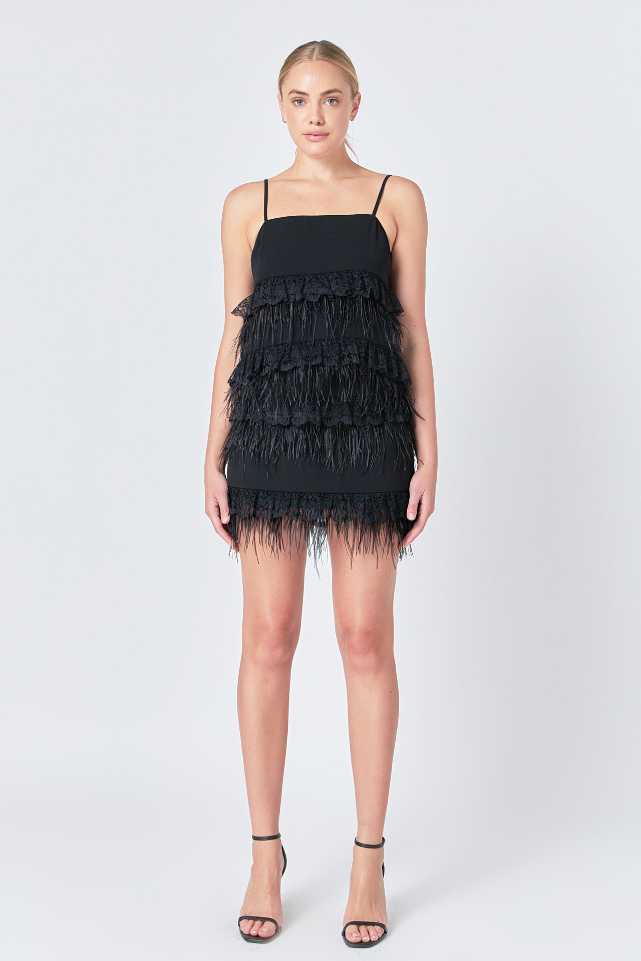 ENDLESS ROSE - Endless Rose - Lace & Feather Trim Mini Skirt - SKIRTS available at Objectrare