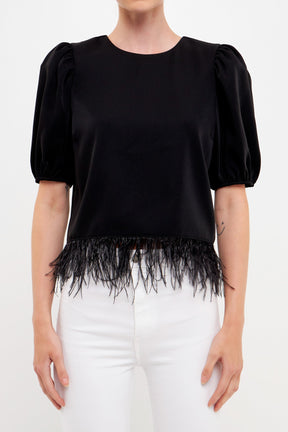 ENGLISH FACTORY - English Factory - Black Feather Edge Top - TOPS available at Objectrare