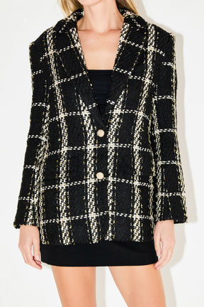 ENDLESS ROSE - Premium Oversized Boucle Blazer - BLAZERS available at Objectrare