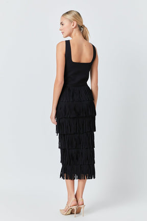 ENDLESS ROSE - Knit Fringe Long Dress - DRESSES available at Objectrare