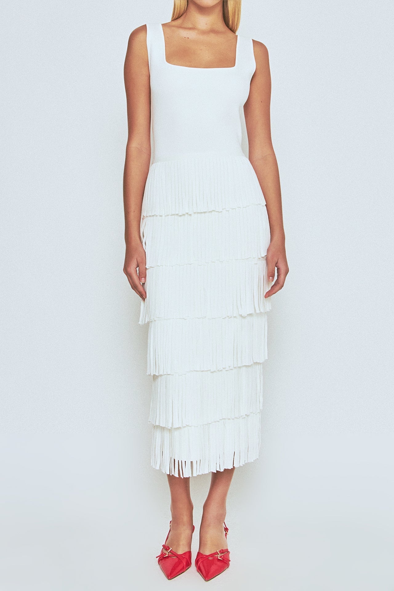 ENDLESS ROSE - Knit Fringe Long Dress - DRESSES available at Objectrare