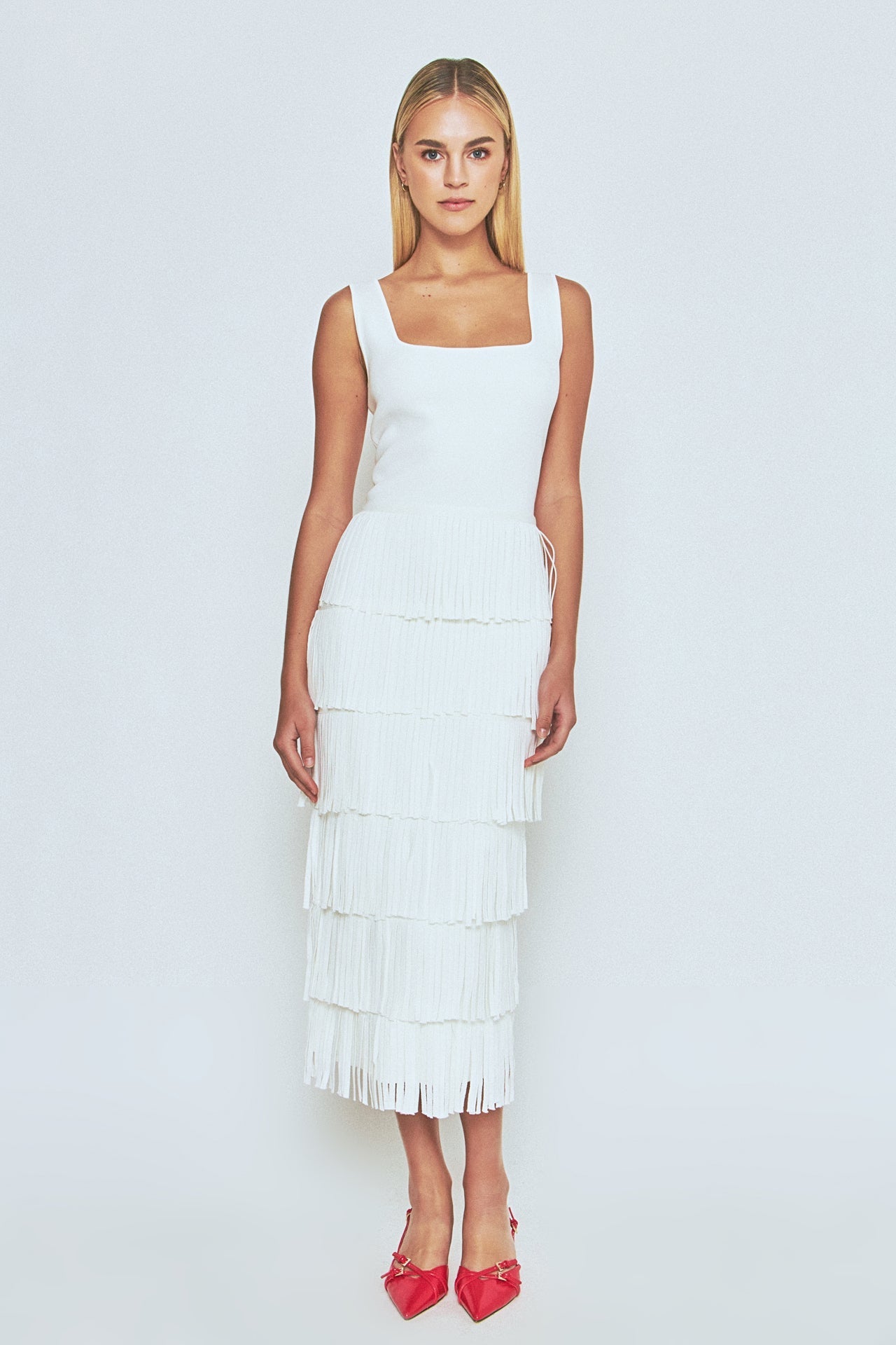ENDLESS ROSE - Knit Fringe Long Dress - DRESSES available at Objectrare
