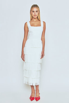 ENDLESS ROSE - Knit Fringe Long Dress - DRESSES available at Objectrare