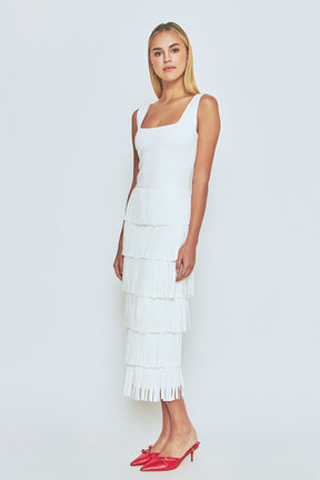 ENDLESS ROSE - Knit Fringe Long Dress - DRESSES available at Objectrare