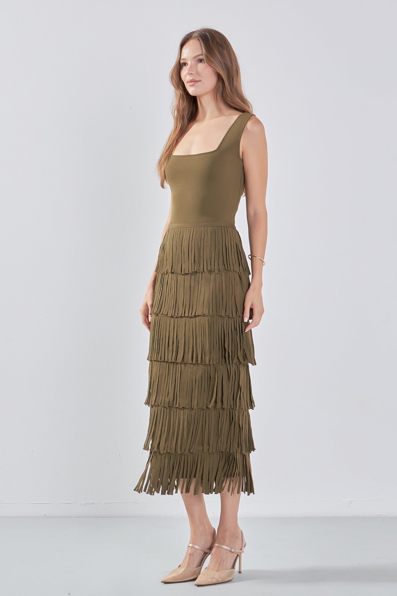 ENDLESS ROSE - Knit Fringe Long Dress - DRESSES available at Objectrare