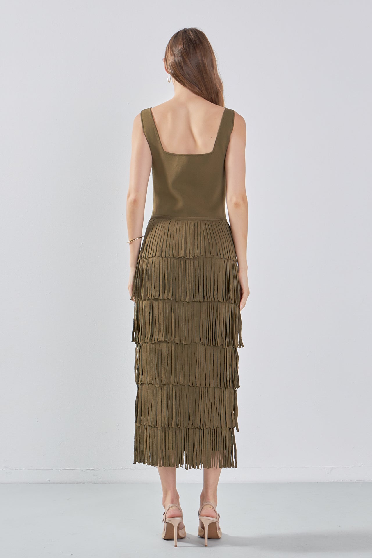 ENDLESS ROSE - Knit Fringe Long Dress - DRESSES available at Objectrare