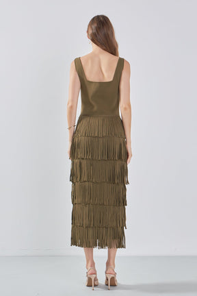 Knit Fringe Long Dress
