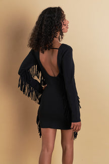 ENDLESS ROSE - Endless Rose - Premium Low-Back Mini Dress With Fringe - DRESSES available at Objectrare