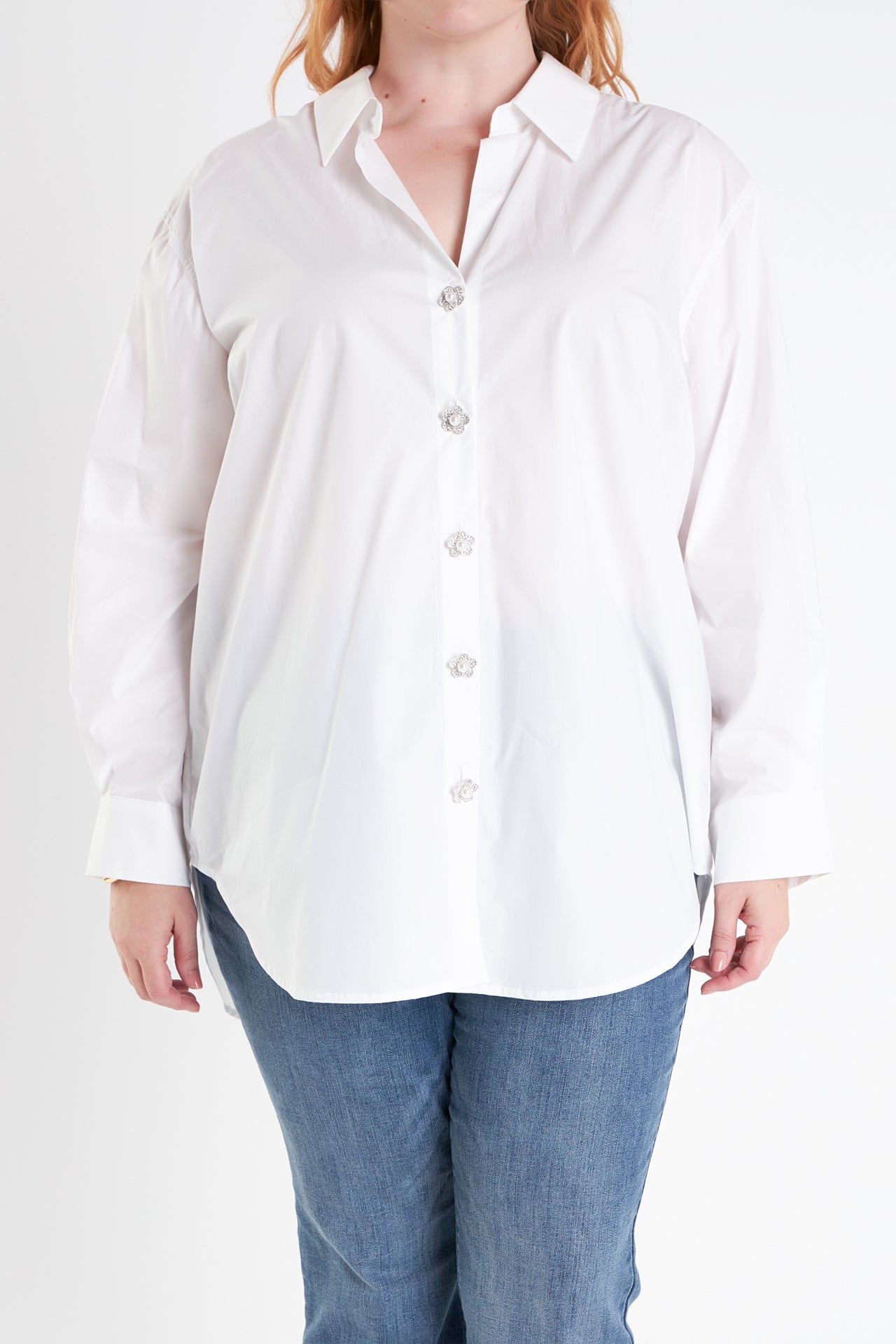 ENGLISH FACTORY - English Factory - Plus Size Oversized Collared Shirt - SHIRTS & BLOUSES available at Objectrare