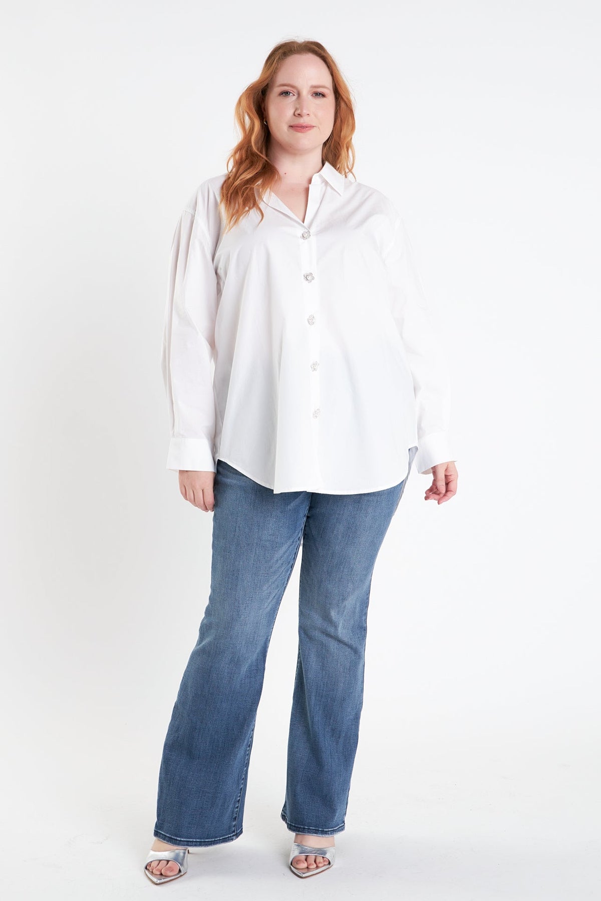 Plus Size Oversized Collared Shirt