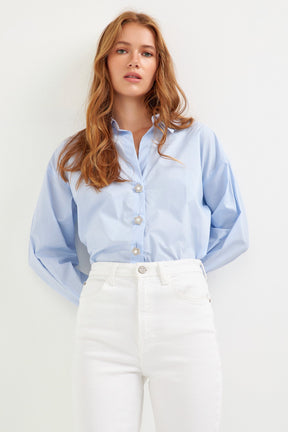 ENGLISH FACTORY - Oversized Collared Shirt - TOPS available at Objectrare