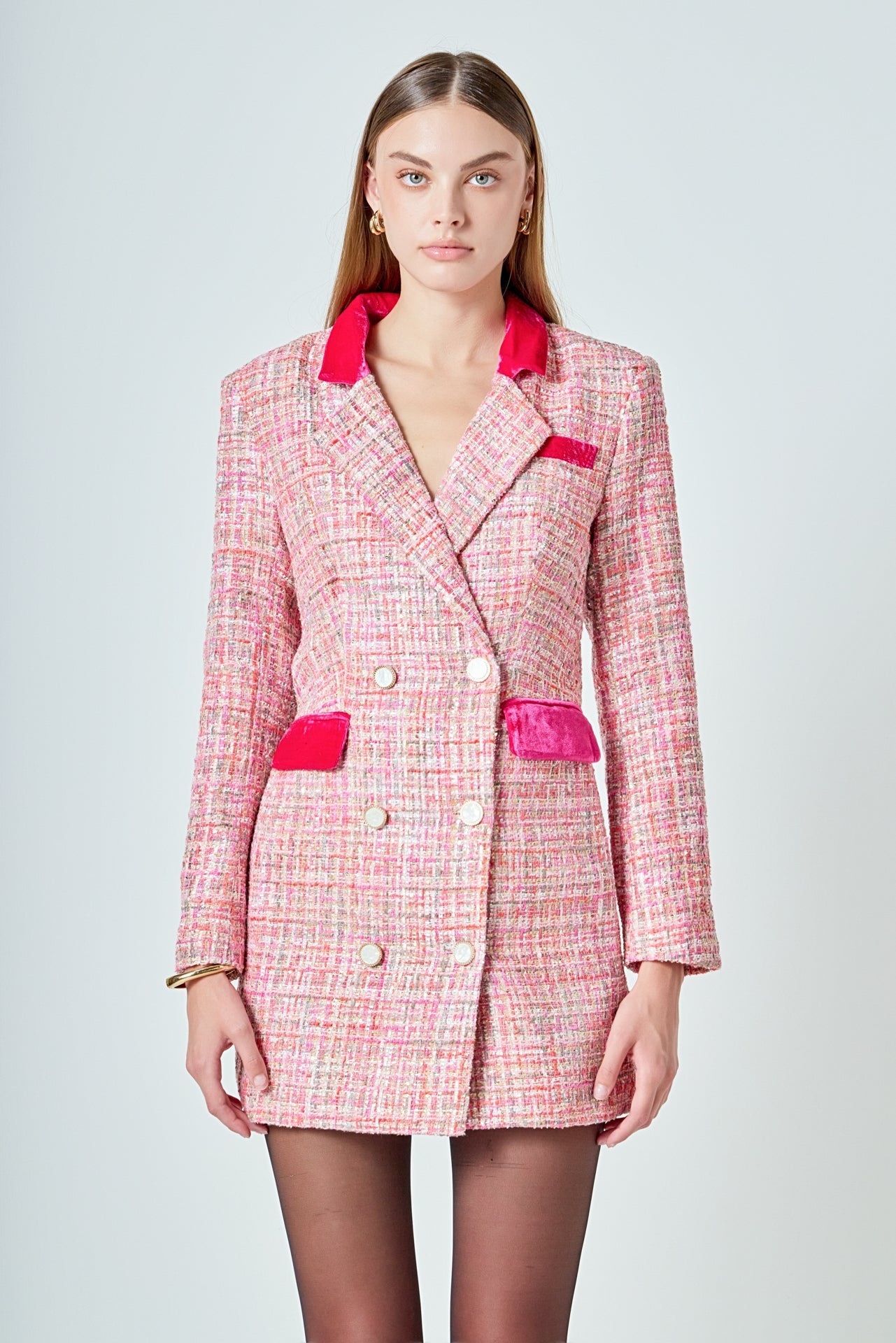 ENDLESS ROSE - Premium Tweed Blazer Dress - DRESSES available at Objectrare