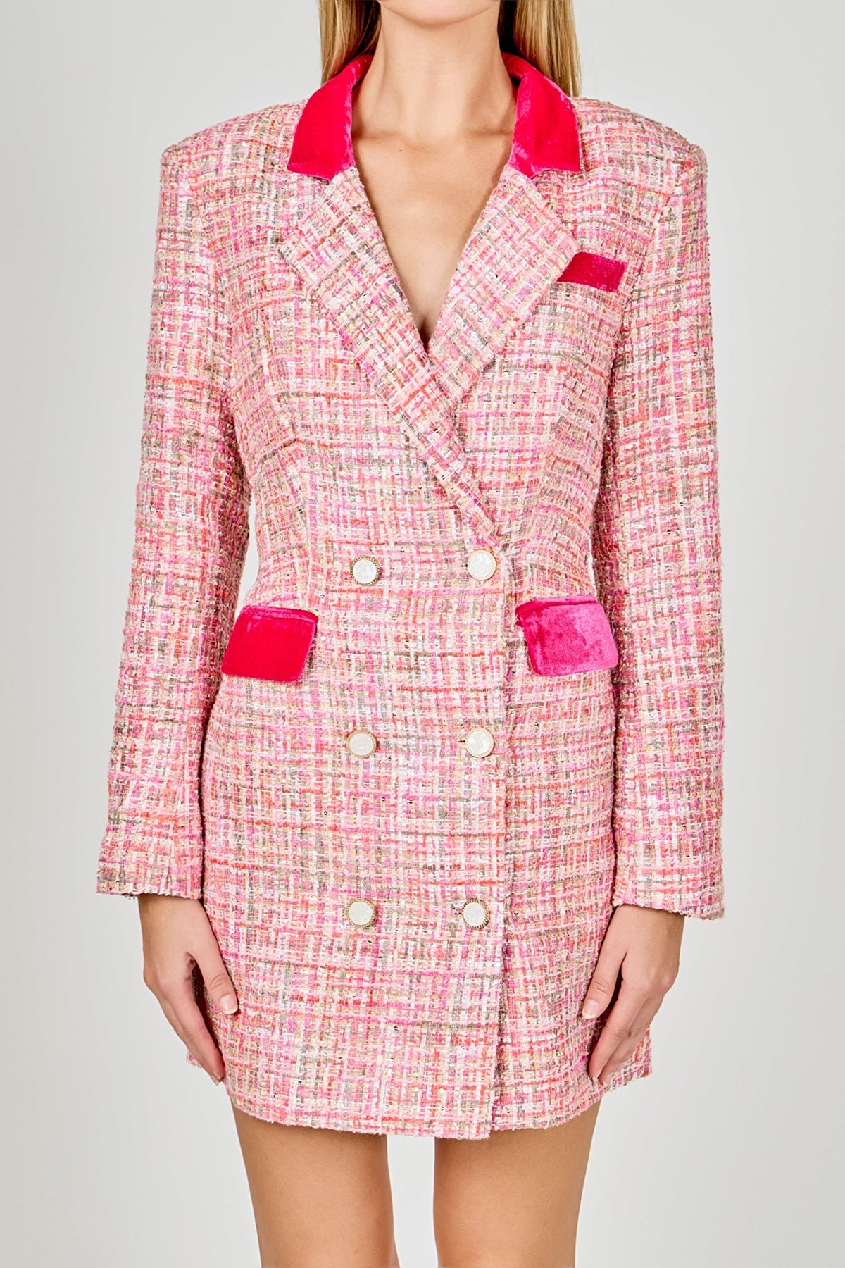 ENDLESS ROSE - Premium Tweed Blazer Dress - DRESSES available at Objectrare