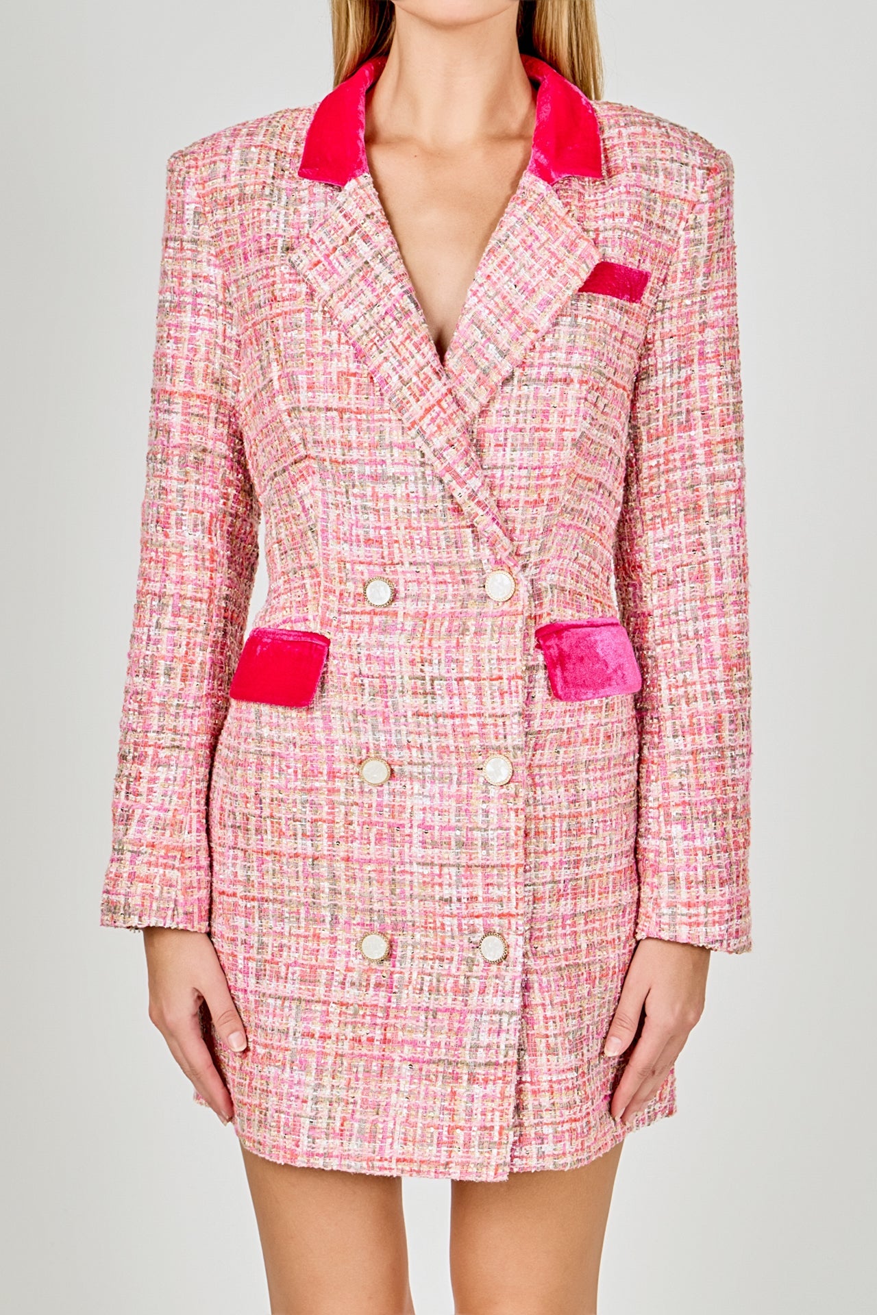 ENDLESS ROSE - Premium Tweed Blazer Dress - DRESSES available at Objectrare