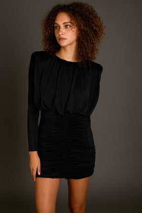 ENDLESS ROSE - Fluid Shoulder Pad Mini Dress - DRESSES available at Objectrare