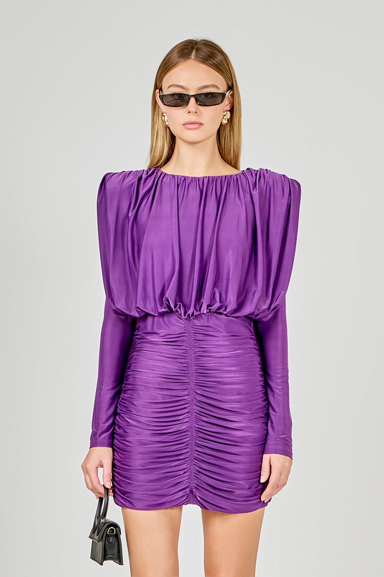 ENDLESS ROSE - Fluid Shoulder Pad Mini Dress - DRESSES available at Objectrare