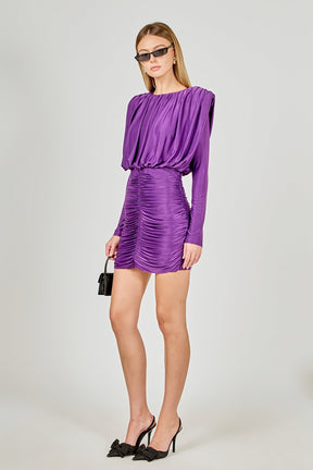 ENDLESS ROSE - Fluid Shoulder Pad Mini Dress - DRESSES available at Objectrare