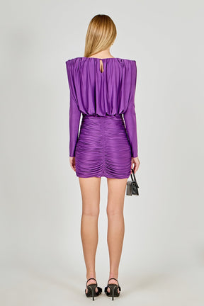 ENDLESS ROSE - Fluid Shoulder Pad Mini Dress - DRESSES available at Objectrare
