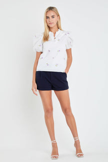 ENGLISH FACTORY - English Factory - Floral Embroidery V-neck Top - TOPS available at Objectrare