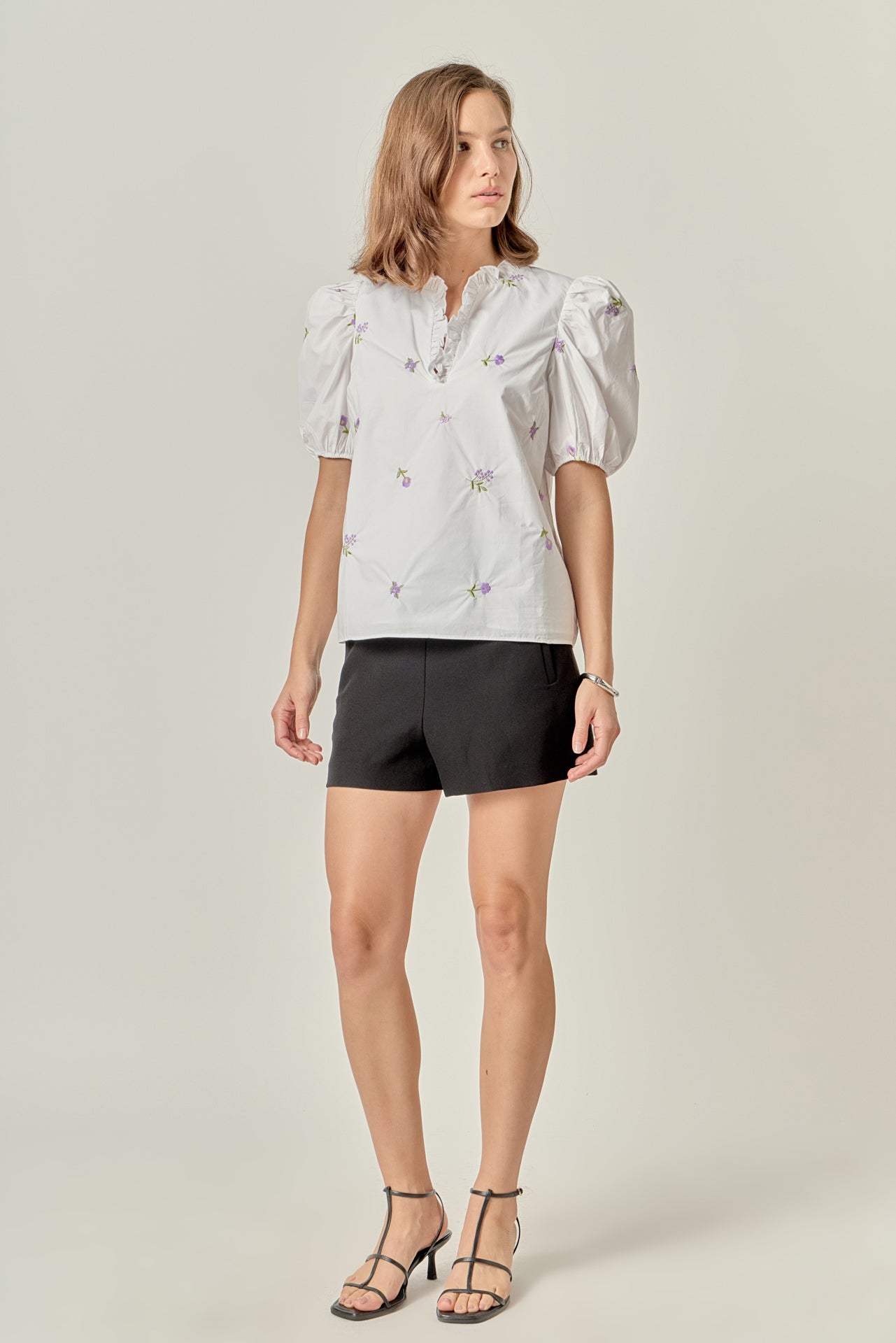 ENGLISH FACTORY - Floral Embroidery V-neck Top - TOPS available at Objectrare