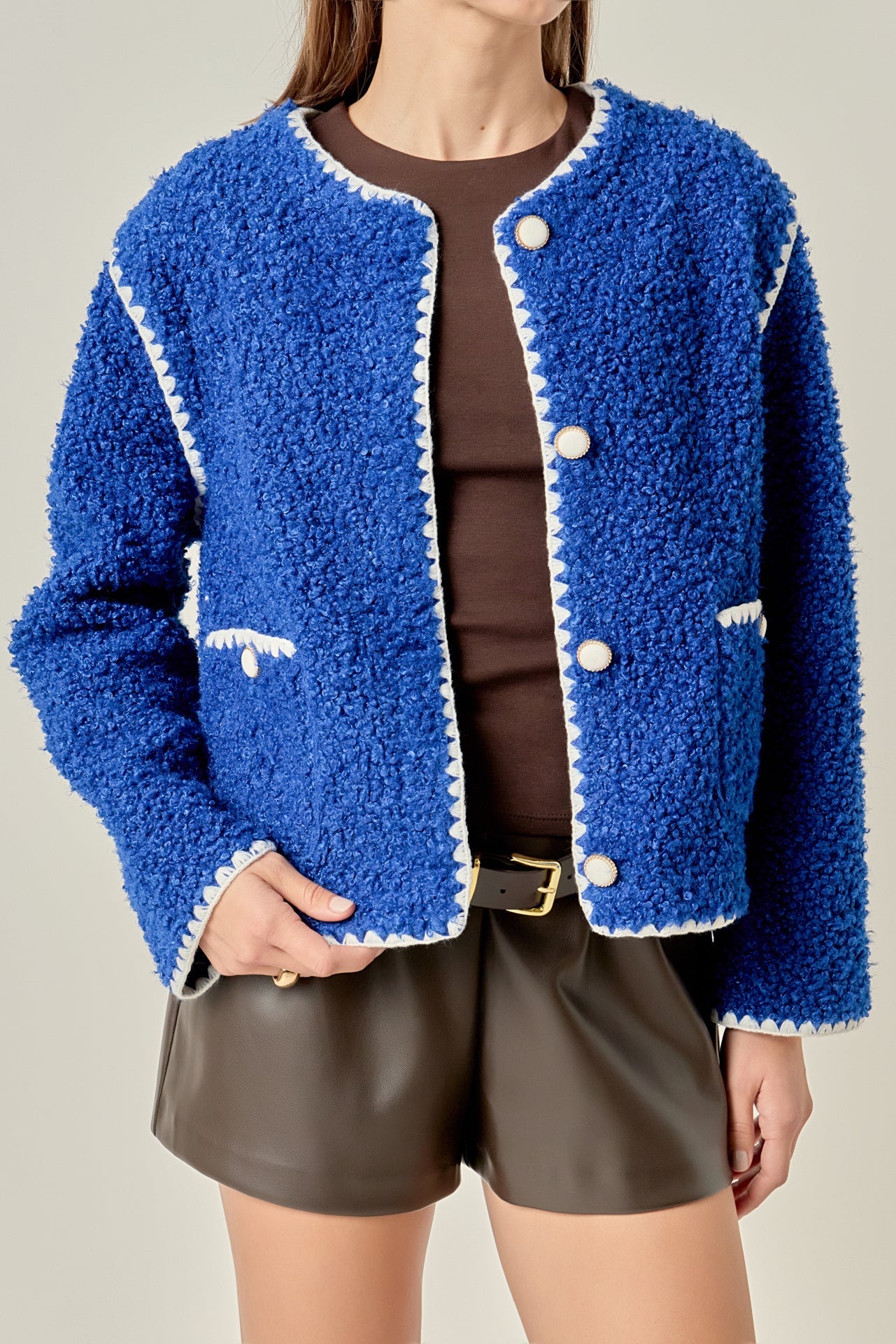 ENGLISH FACTORY - Premium Faux Shearling Jacket - JACKETS available at Objectrare