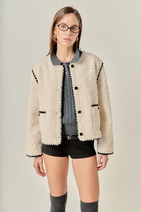 ENGLISH FACTORY - Premium Faux Shearling Jacket - JACKETS available at Objectrare