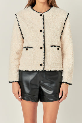 ENGLISH FACTORY - Premium Faux Shearling Jacket - JACKETS available at Objectrare