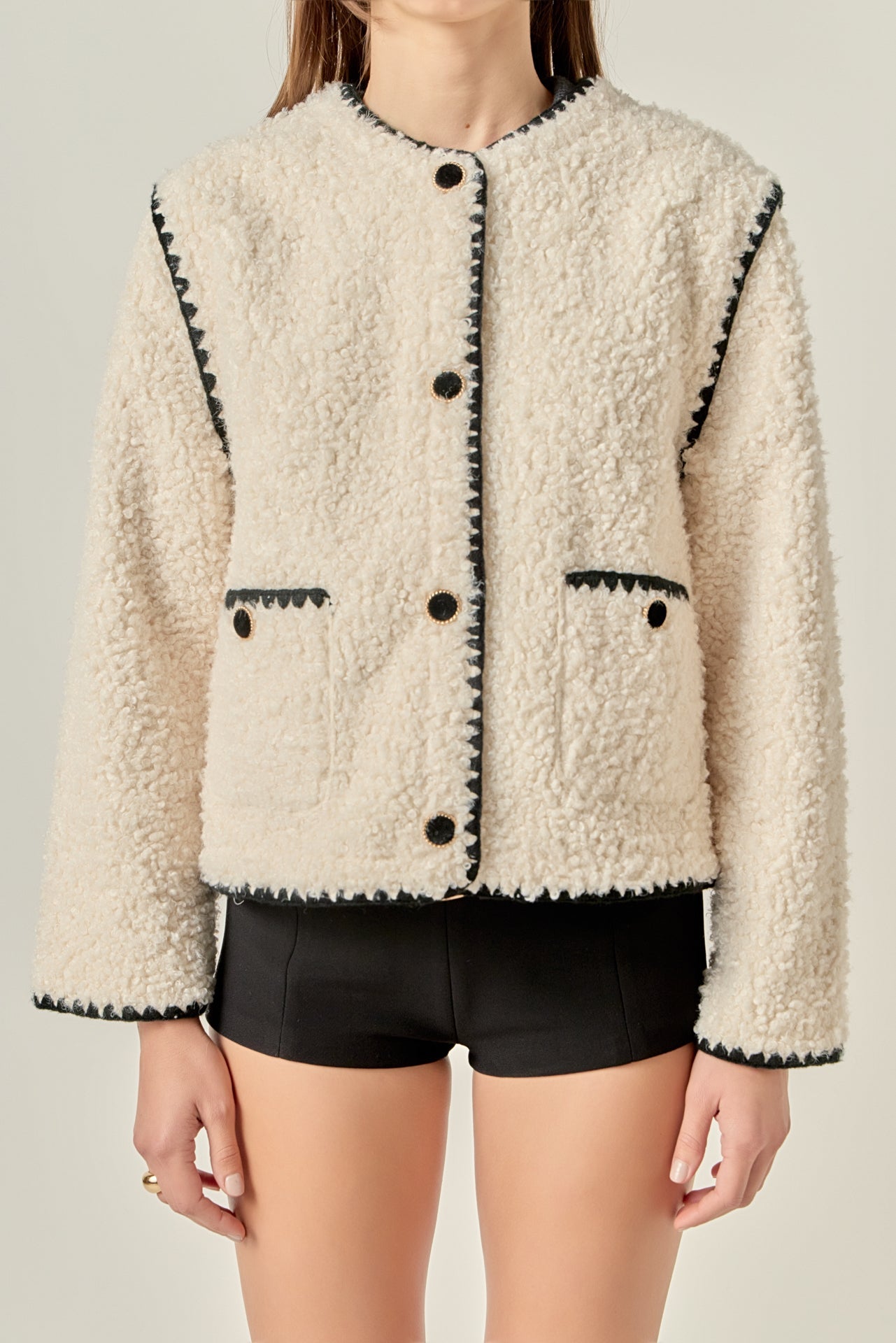 ENGLISH FACTORY - Premium Faux Shearling Jacket - JACKETS available at Objectrare