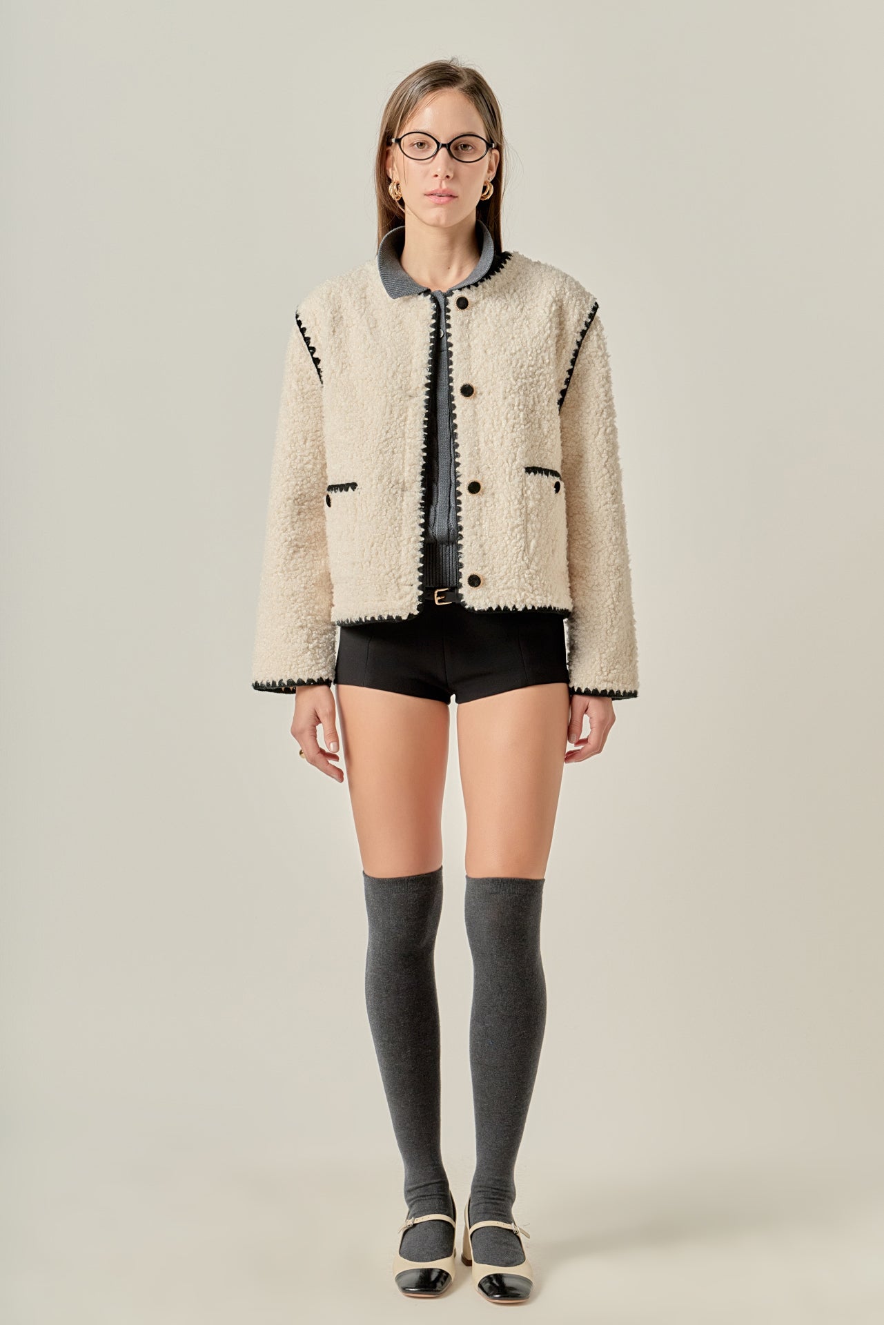 ENGLISH FACTORY - Premium Faux Shearling Jacket - JACKETS available at Objectrare