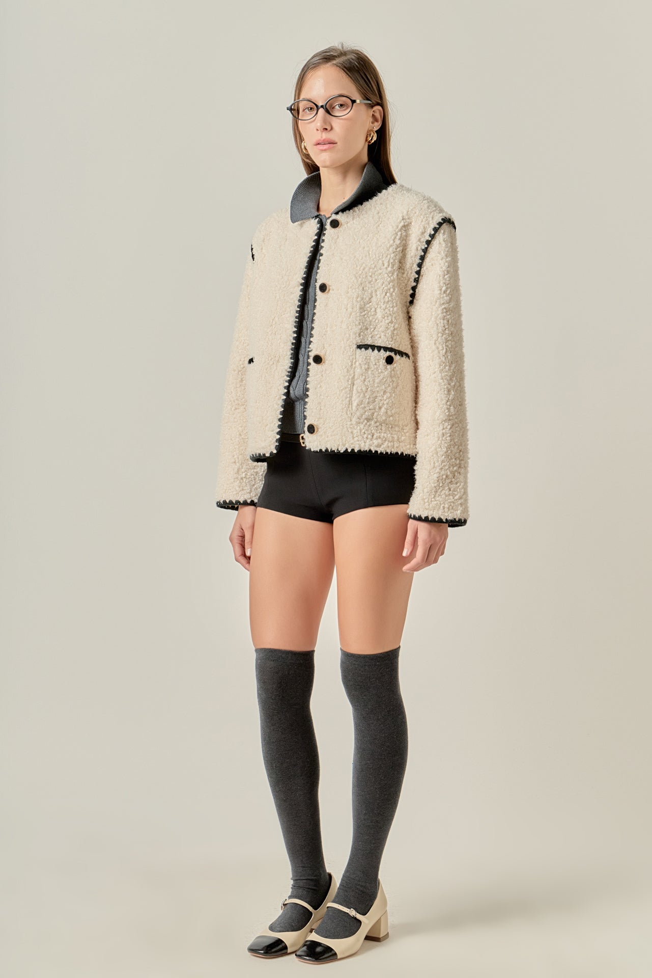 ENGLISH FACTORY - Premium Faux Shearling Jacket - JACKETS available at Objectrare