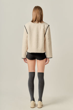 ENGLISH FACTORY - Premium Faux Shearling Jacket - JACKETS available at Objectrare