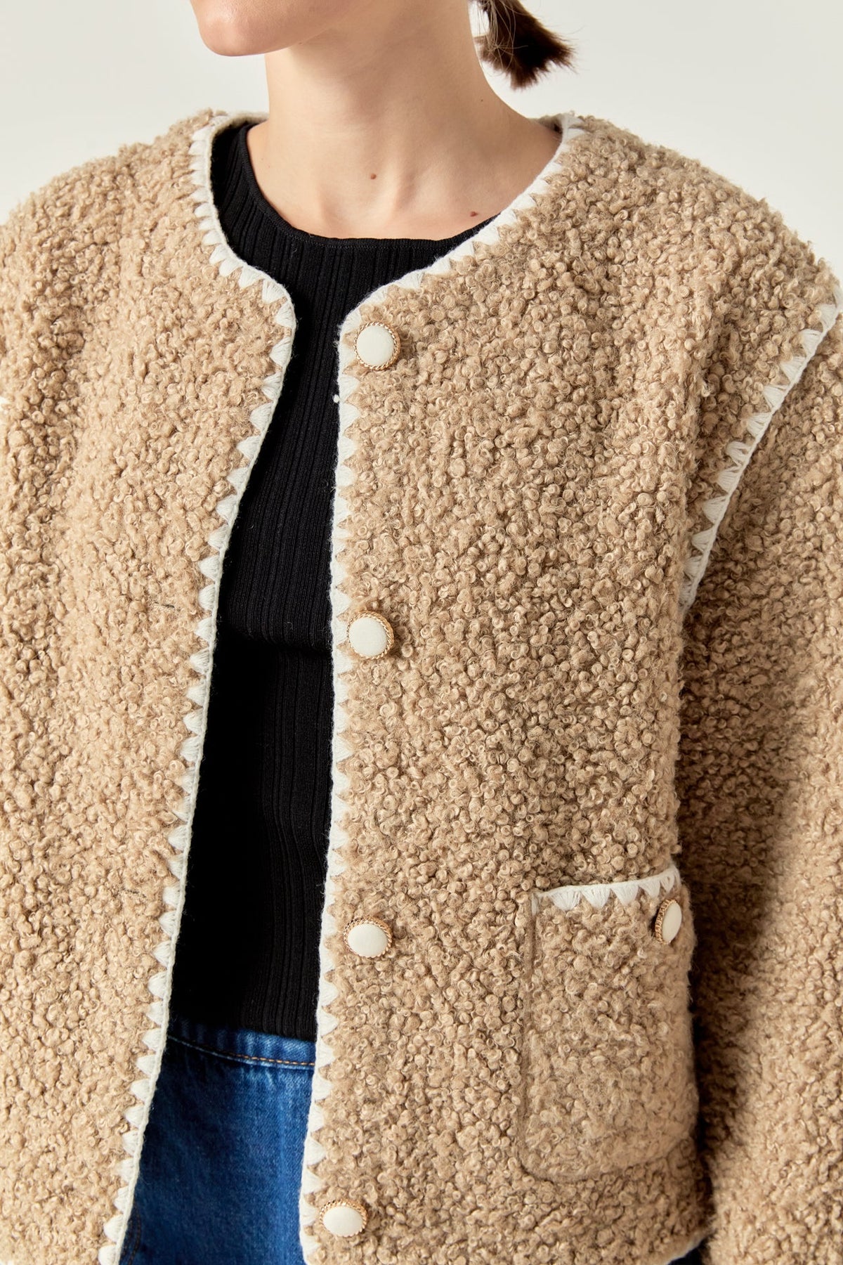 ENGLISH FACTORY - Premium Faux Shearling Jacket - JACKETS available at Objectrare
