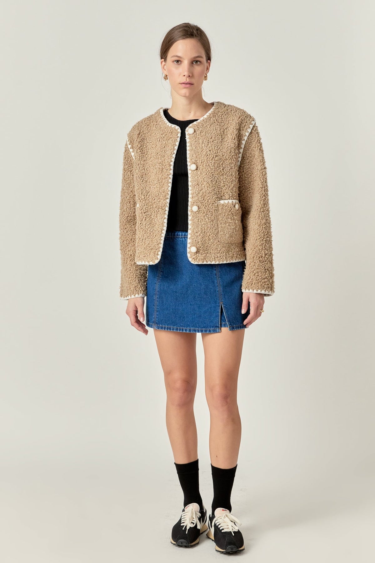 ENGLISH FACTORY - Premium Faux Shearling Jacket - JACKETS available at Objectrare